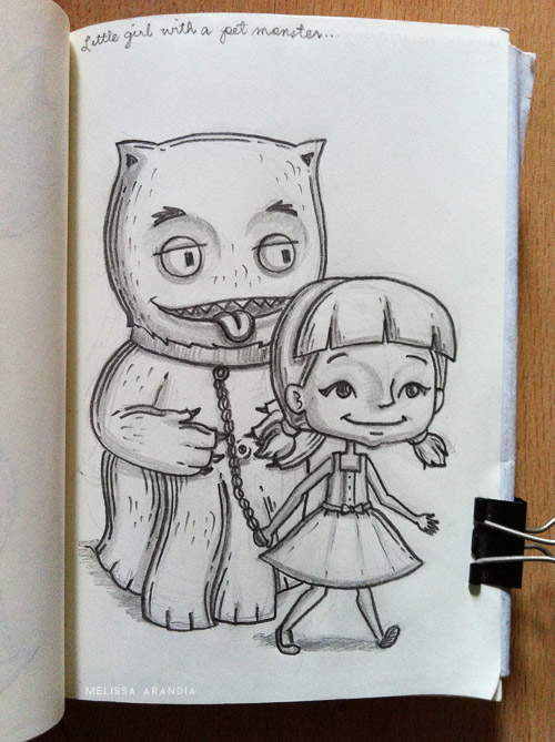 Little girl with a pet monster